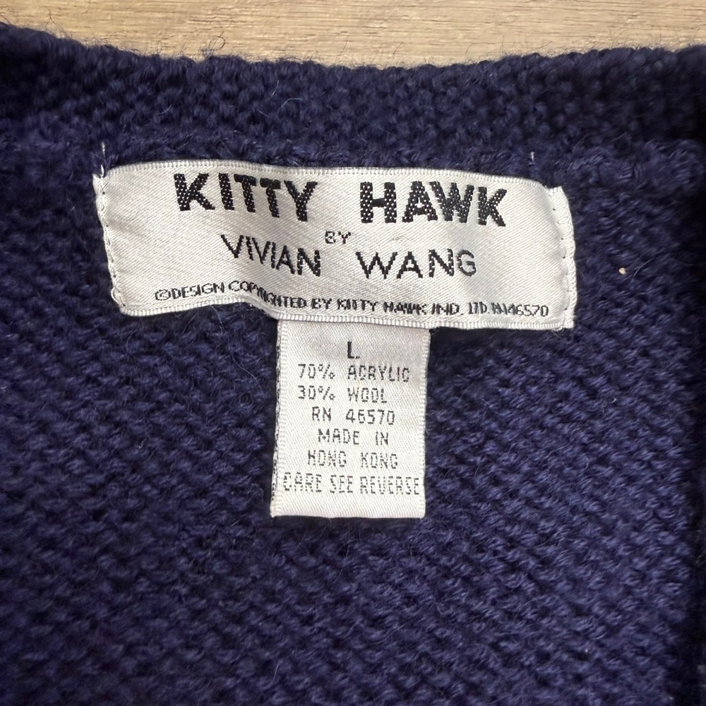 Vintage Kitty Hawk Vivian Wang Egyptian Cardigan Sweater Maximalist Wool Blend L - Picture 7 of 9